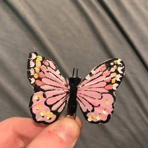 Pink butterfly hair clip